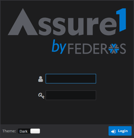 Assure1 Login Screen Dark Theme